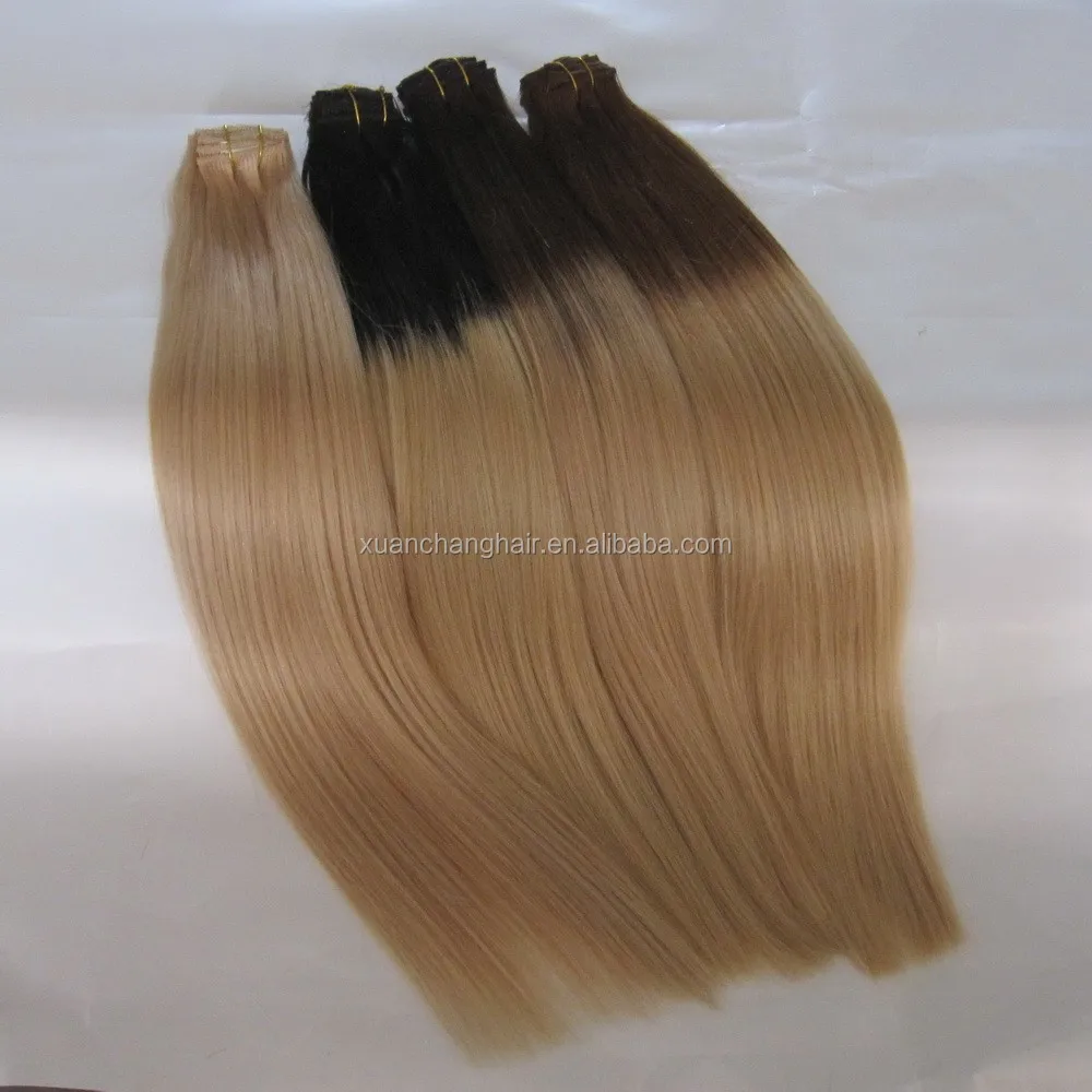 Alami Brazilian Two Tone Warna Rambut Ombre Lurus Tenun Manusia