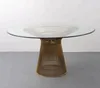 Luxury design home furniture gold stainless steel wire glass dining coffee table