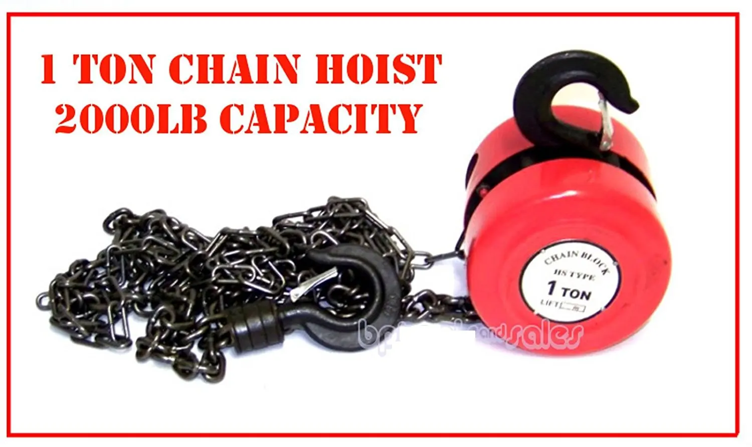Capacity 8 Chain Hoist 1 Ton 2,000 lb Performance Tool W4005DB Manual Hoist with 2 Hooks