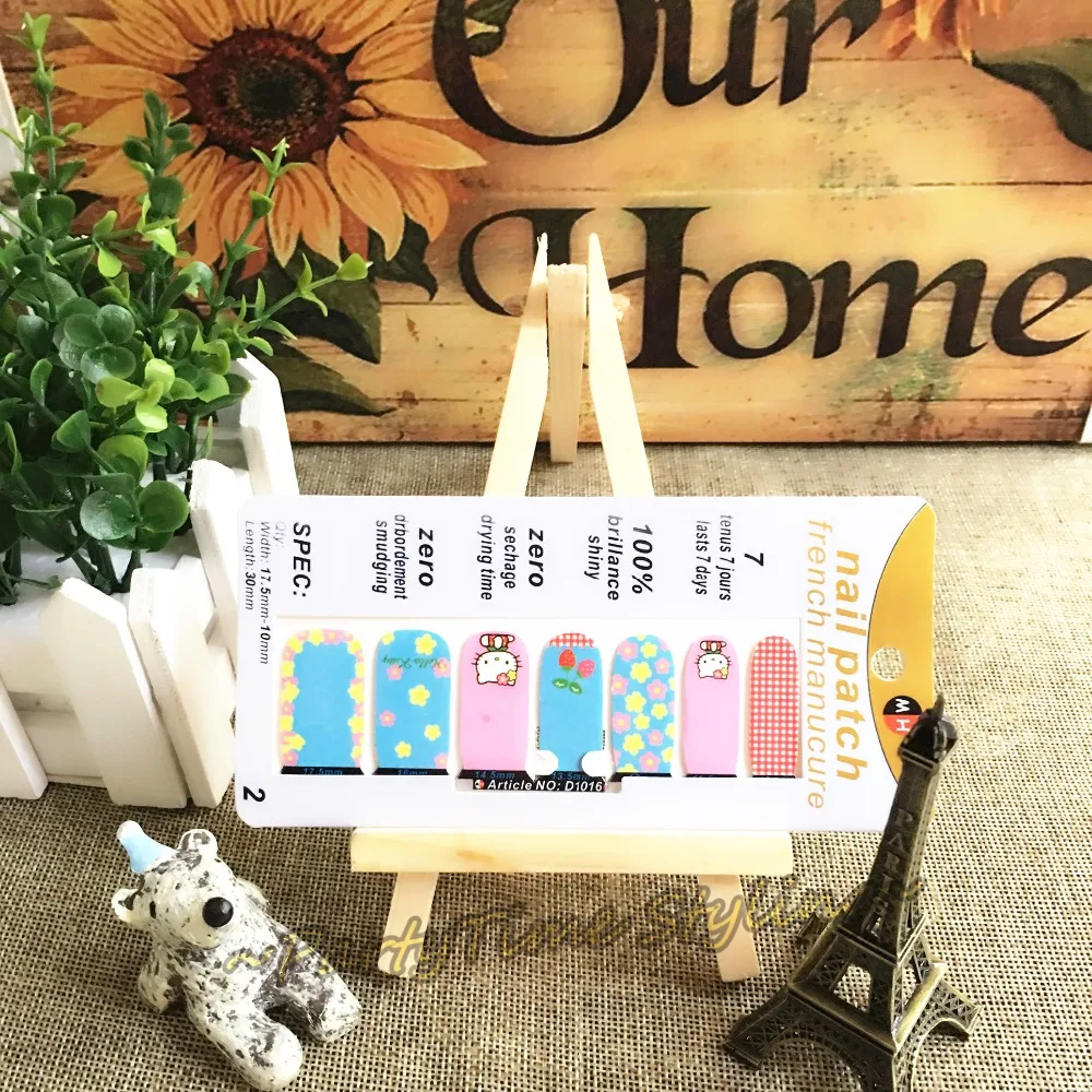 Cute Hello Kitty Cats Nail Arts Sticker 14 pcs set Waterproof Nail Decals Art Stickers Gel