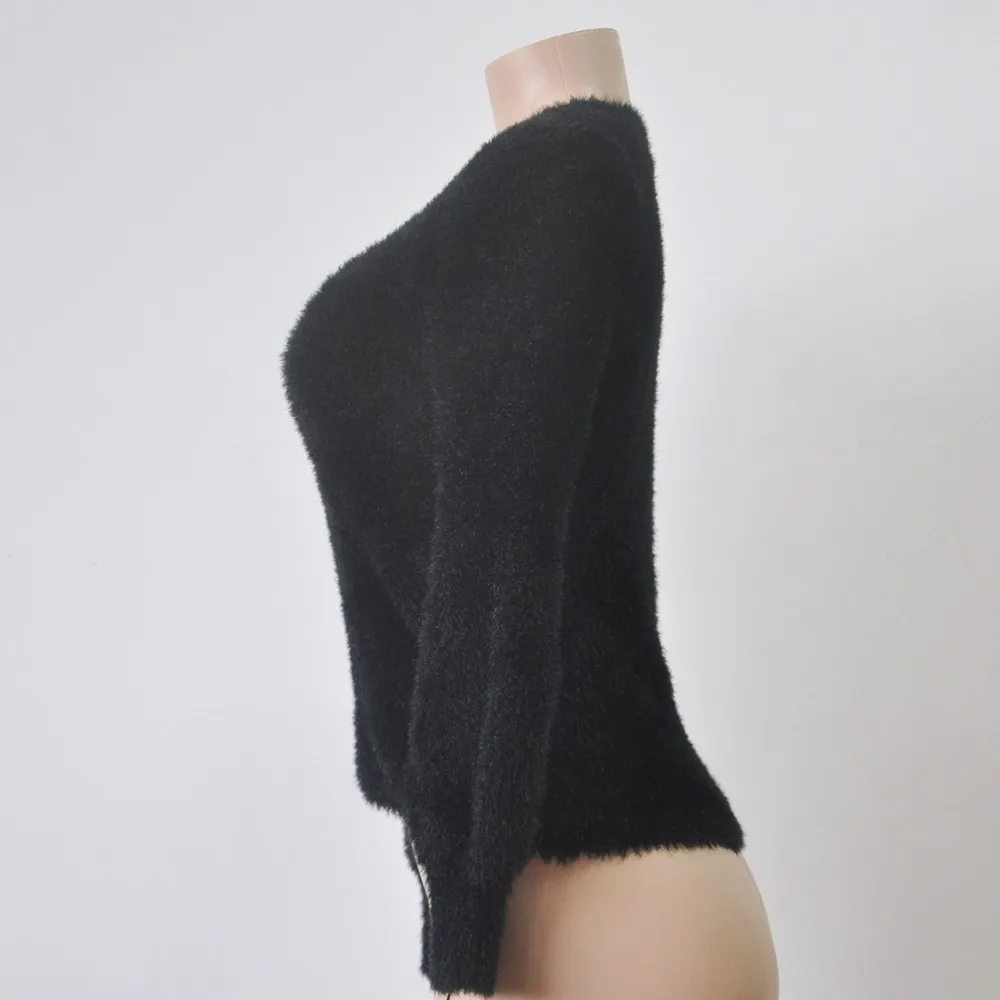 Sexy Knit Mohair Sweater Loose Fit Oversize Long Sleeve Ladies Thick Top Pullover Shirts Buy