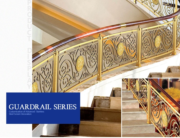 duplex village villa ramp decorative interior railings stainless steel gold staircase baluster modern carved inox stair railing
