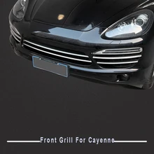 High quality stainless steel front center grill cover trim for 2011 2012 2013 2014 porsche cayenne car styling
