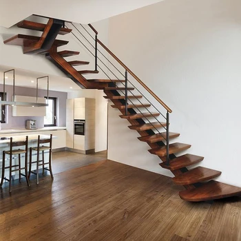 Ready Made Straight Wooden Stairs Indoor Loft Solid Wood Treads ...