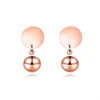 Simple Design Rose Gold Drop Round Ball Stainless Steel Jewelry Earrings