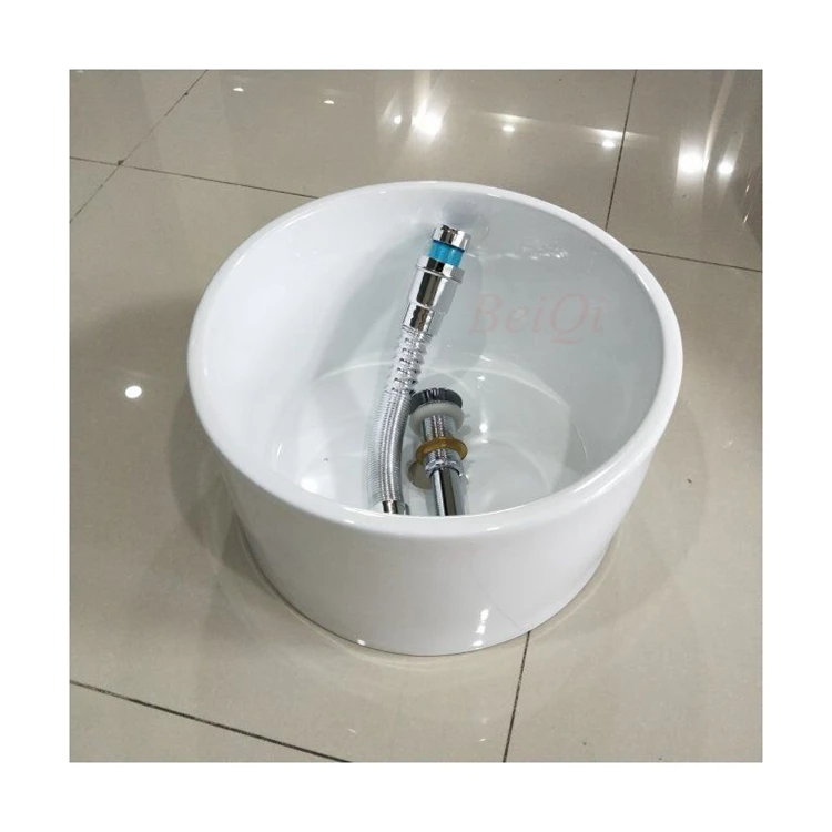 Cheap Salon Equipment Ceramic Foot Spa Basin With Drain White Massage