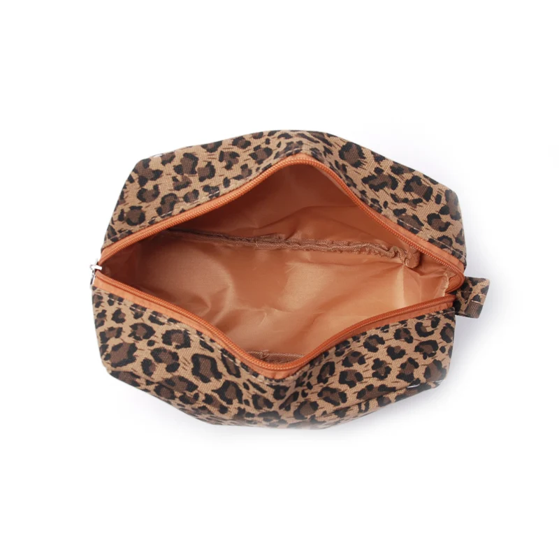 Wholesale Blanks Leopard Cosmetic Bag Cheetah Makeup Bag Canvas