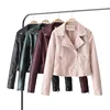 FS0604A 2018 spring good quality European woman PU leather motorcycle studded jacket
