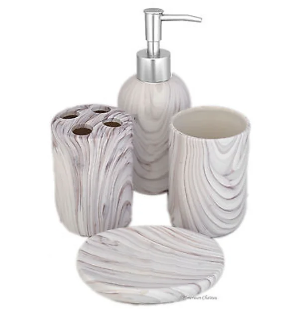 6 Piezas De Cerámica Blanca De Mármol Baño Jabón De Tocador De Cepillo De Dientes De Accesorios De Almacenamiento Buy Baño De Mármol Conjunto Mármol Cepillo De Dientes Mármol Plato De Jabón Product
