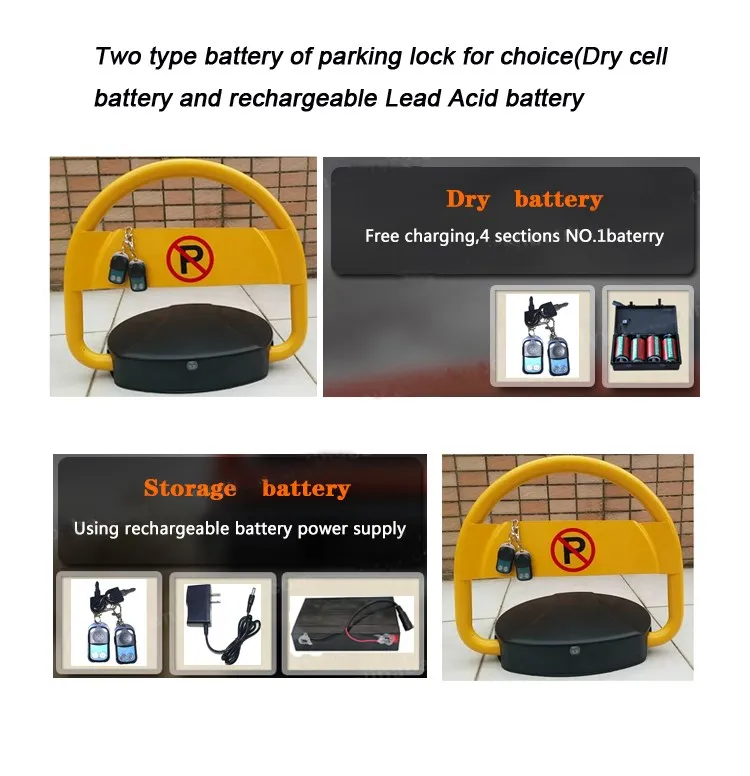 Storage And Dry Battery Remote Controlled Anti Theft Parking Locks