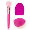 Small Quantity 3 in 1 Makeup Brush Cosmetic Sponge and Silicone Brush Washer Set 3 Colors for Choice