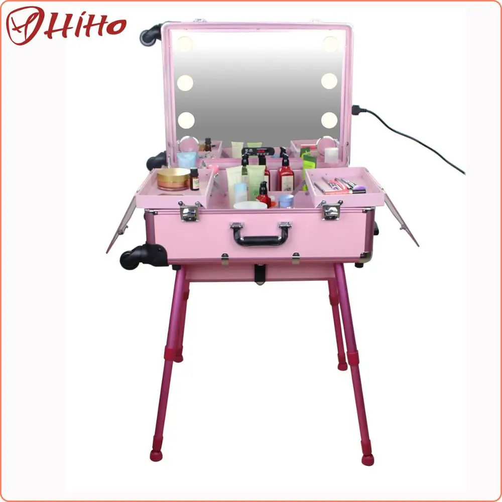 Pink Dance Makeup Case With Lighted Mirror Buy Makeup Case With Lighted Mirror,Dance Makeup