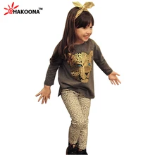 Retail 2015 New girls clothing sets,full sleeve T shirt+legging 2pc set,3 color,baby clothing,kids clothes,cotton,Free Shipping