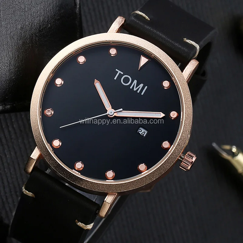 Wj6485 Leather Band Vogue High Quality With Calendar Tomi Men Hand