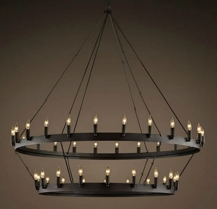 American Classic Hanging Lamp Large Dining Candle Style Chandelier Vintage Luxury Black Candle