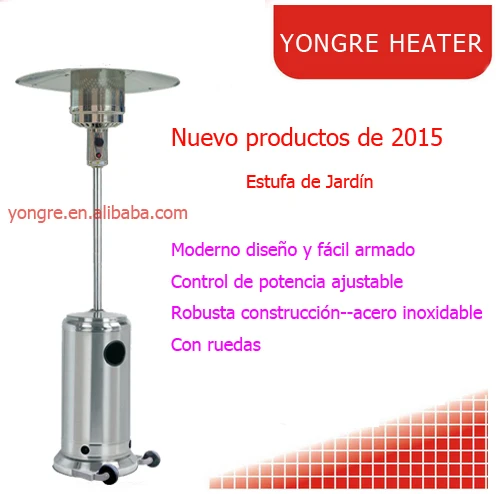 PODEROSO CALENTADOR PARA PATIO EN ACERO INOXIDABLE GAS LP INCLUYE