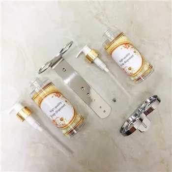 Replaceable doulbe 300ml PET plastic kitchen soap dispenser wall mounted with bracket