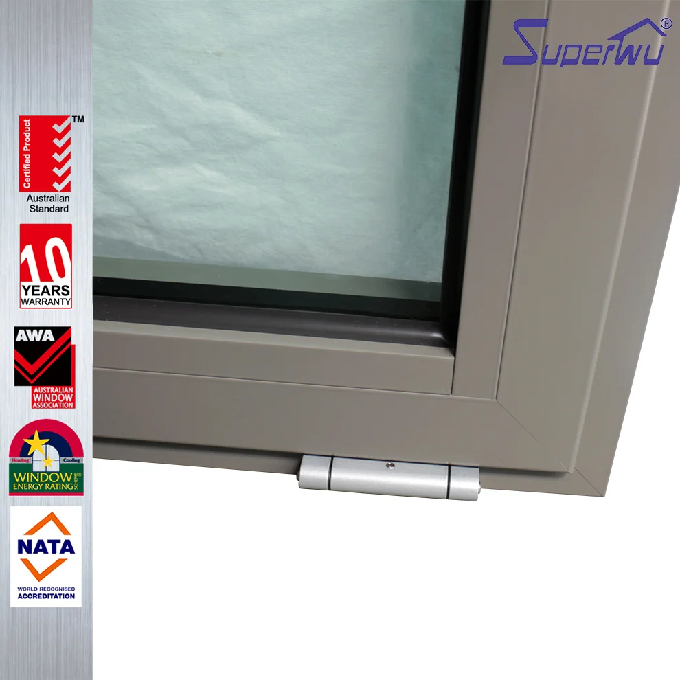 Superwu Australian Standard AS2047 AS/NZS2208 AS1288 aluminum White hand shake and fix swing window