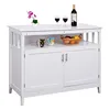 Cheap Dark Cherry Wood Kitchen Dining Room Hutch Storage Corner Sideboard Buffet Server Cabinet On Wheels