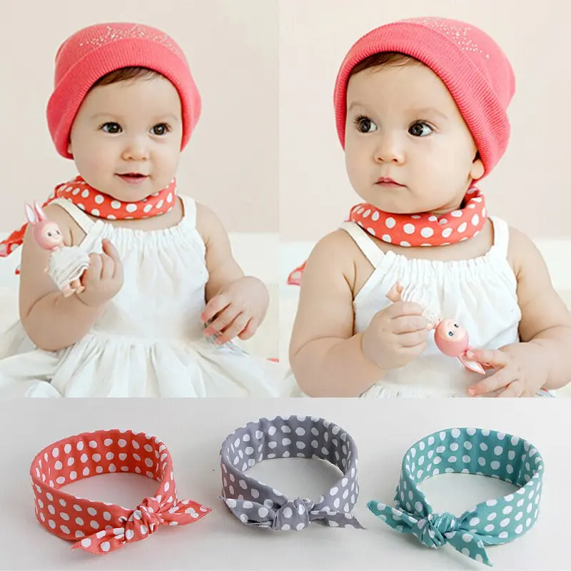 1x Baby Boys Girls Bibs Saliva Towel Polka Dot Cotton Bandana Head Scarf Hot QL