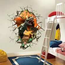 3d dinosaurs wall stickers jurassic park home decoration 1461. diy cartoon living room animals print decals mural art poster 4.0