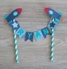 Outer Space Rocket Ship Cake Bunting Rocket Cake Topper