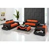 Living room recliner sofa set modern, black red leather sofa