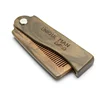 OEM logo green sandalwood folding beard comb hair comb