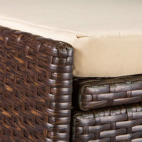 Brown Rattan Storage Bench with Cushion - Stylish & Functional