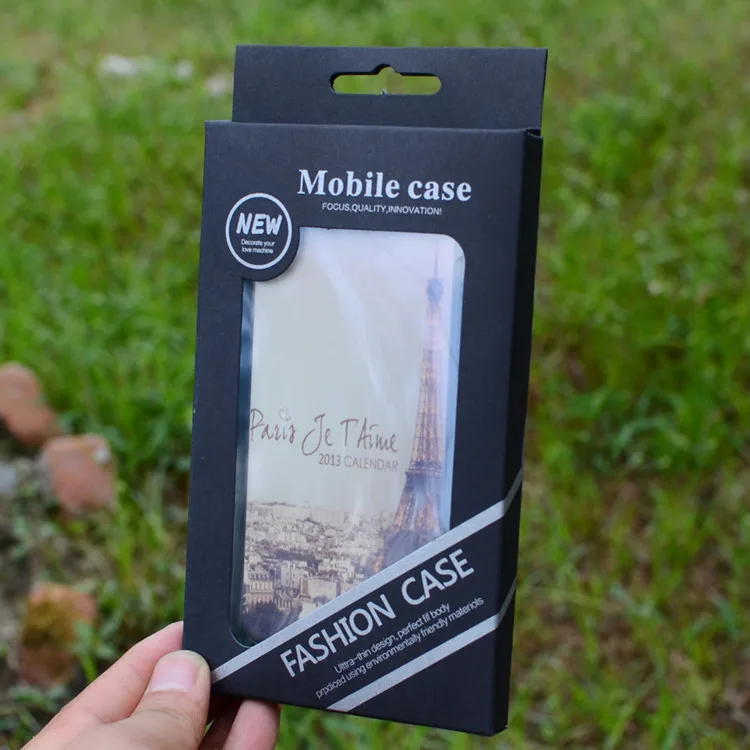 Small Black Cardboard Blank Paper Box Cell Phone Case Box With