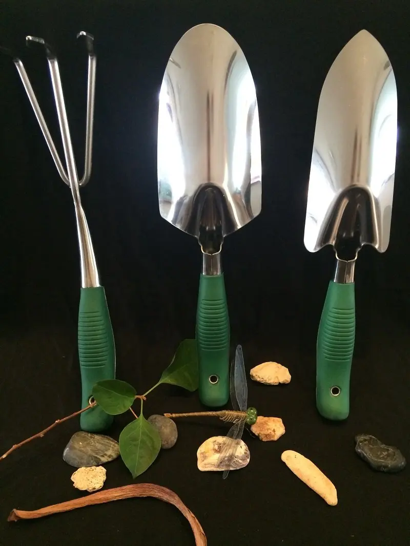 Garden Tools Set - 3 Piece Heavy Duty Gardening Hand Tool Set (Weeder Shovel, Trowel & Rake Cultivator) - Ergonomic, Soft Touch handle & Stainless Steel for Garden Lovers.