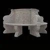 Hand-made Travertine Stone Garden Bench with Ring-shaped Backrest