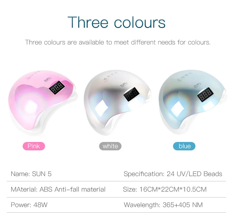 BLUEQUE 2020 new style holographic color sun 5 uv led nail lamps lights 48W nail polish gel dryer uv lamp