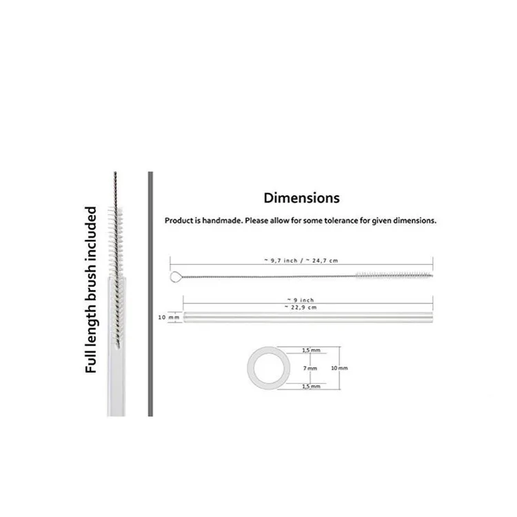 Borosilicate Glass Straw For Bottle Water Beverage