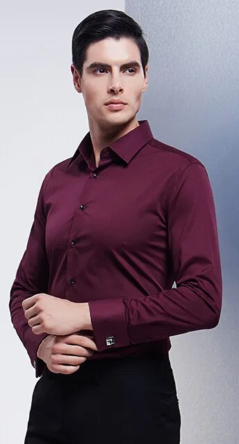 Camisa manga larga rojo vino Clearance