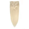 HIgh Quality Clip In Hair Extension PU Weft Full Head Russian Blonde Customized Remy Human