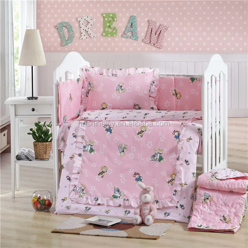 Premium Soft Textile 5pcs 100 Cotton Crib Baby Bedding Set Cotton