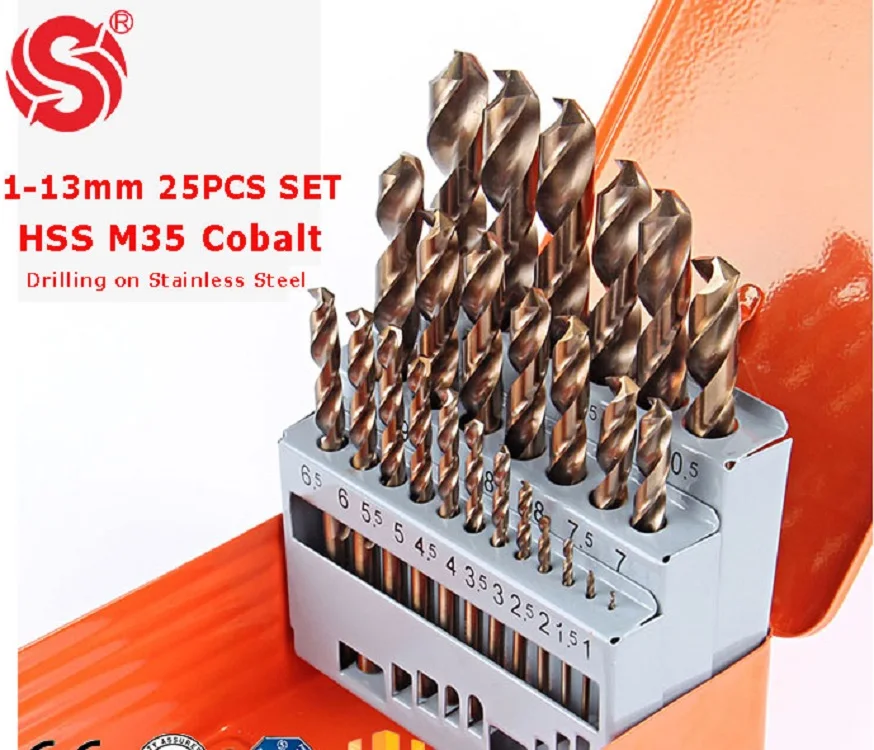 Drillforce 21PCS Drill Bit Set HSS M35 Cobalt Multi-Bits Metal Stainless Tools 