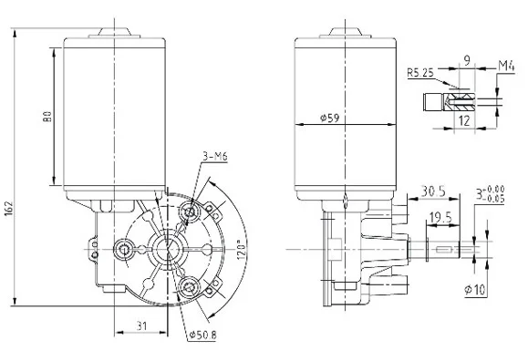 worm ger motor drawing