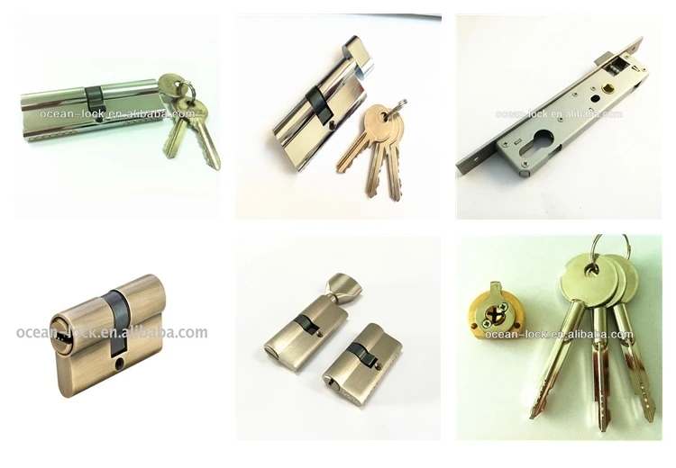 60mm Euro Profile Brass Key Cylinder Lock With Nickel Brush Finish