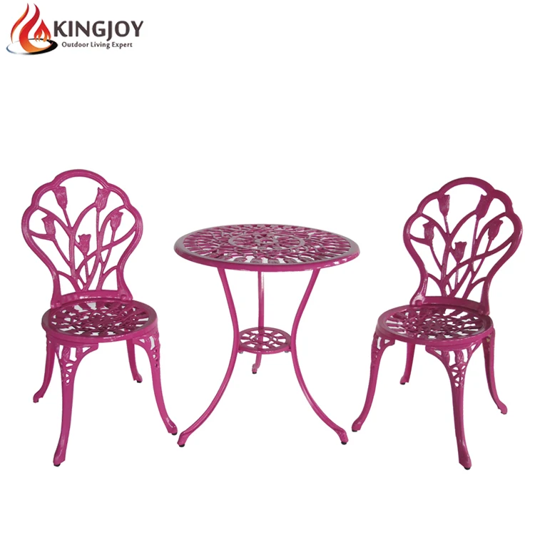 Garden 3 Piece Tulip Cast Aluminium Patio Bistro Set Table And 2 Cast Aluminium Patio Bistro Set
