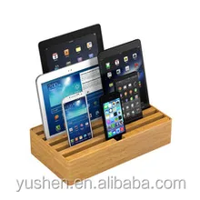 Universal desktop bamboo cell mobile phone charging station for tablet