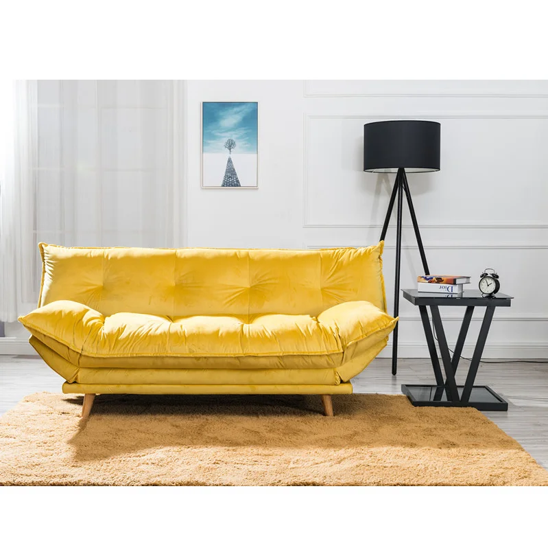 New Design Yellow Sofa Bed,Living Room Velvet Sofa Bed,Promotion Model