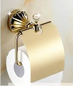 ZWBD Luxury Golden Finish Toilet Paper Holder Crystall Wall Mount Bathroom Accessory,Bronze,Black