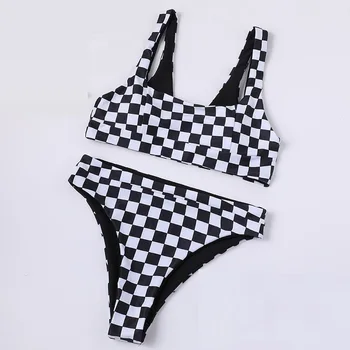 black and white checkered bikini