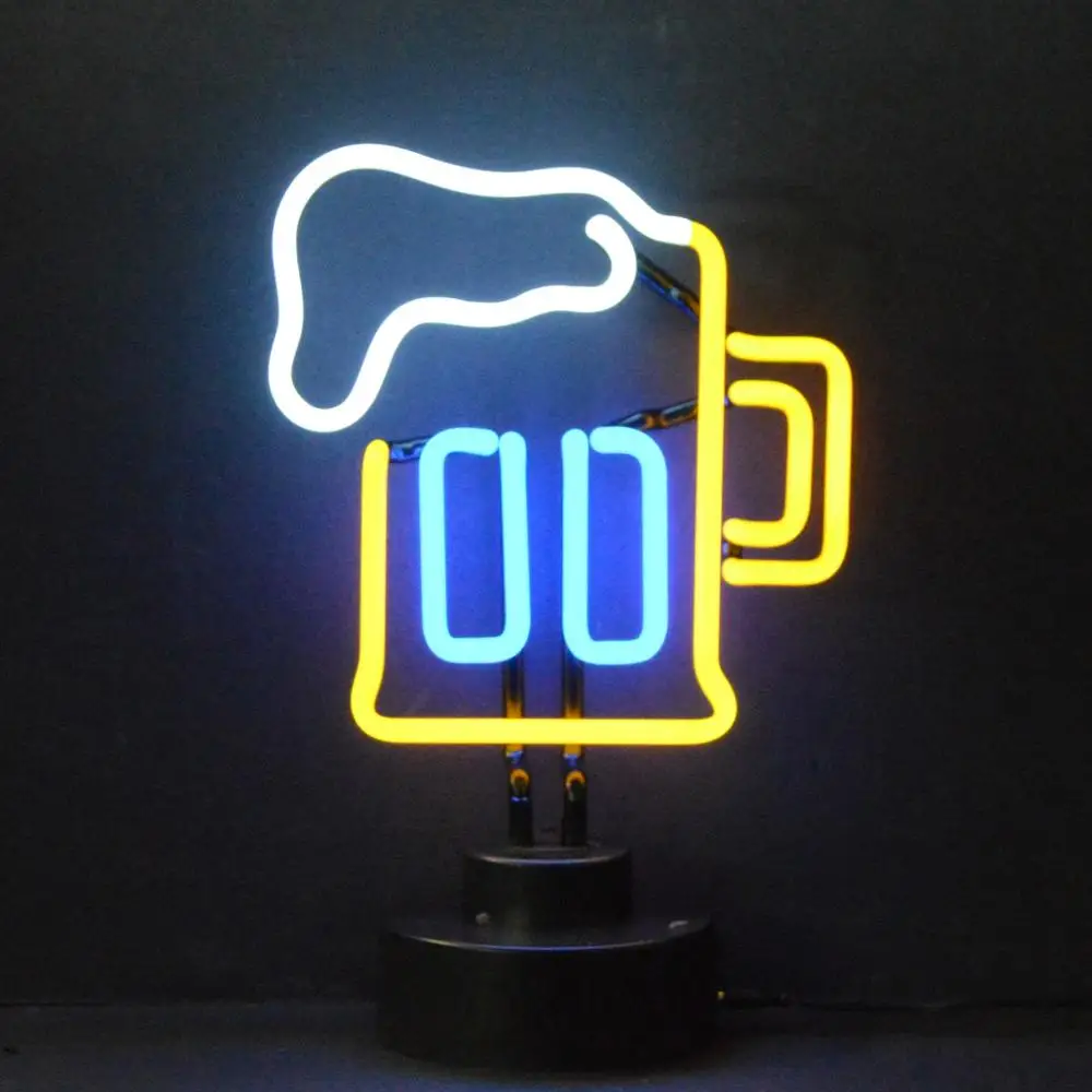 Neon sculpture Beer mug table top neon custom glass neon light signs oem factory china suppliers