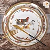 Luxury bone china palace plates ceramic ceremony dessert dishes battle steed european furnishing articles