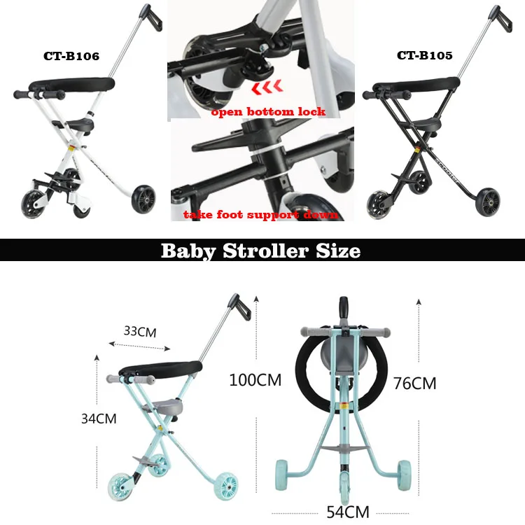 Special Design Foldable Baby Shopping Cart Portable 3 Wheel Buggy Baby