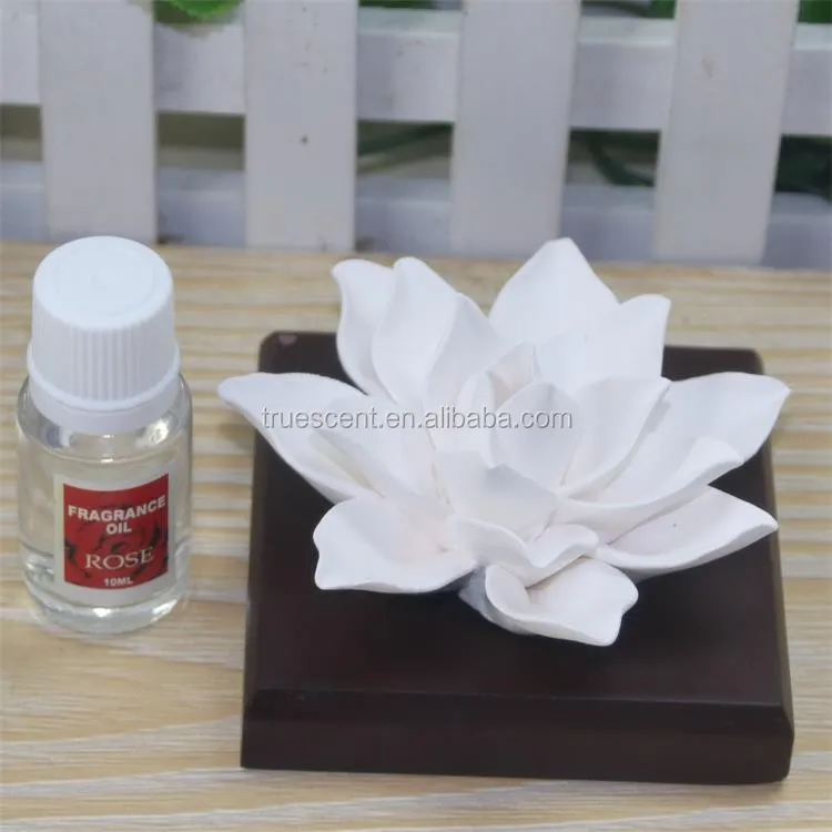 Ceramic Lily Flower Aroma Air Freshener With Wood Tray Buy Flower