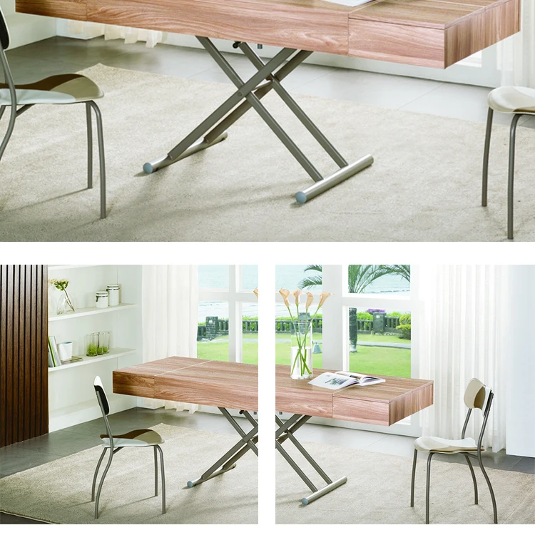 3 In 1 Multiuse Dining Table Convertible Wood Furniture Coffee Table